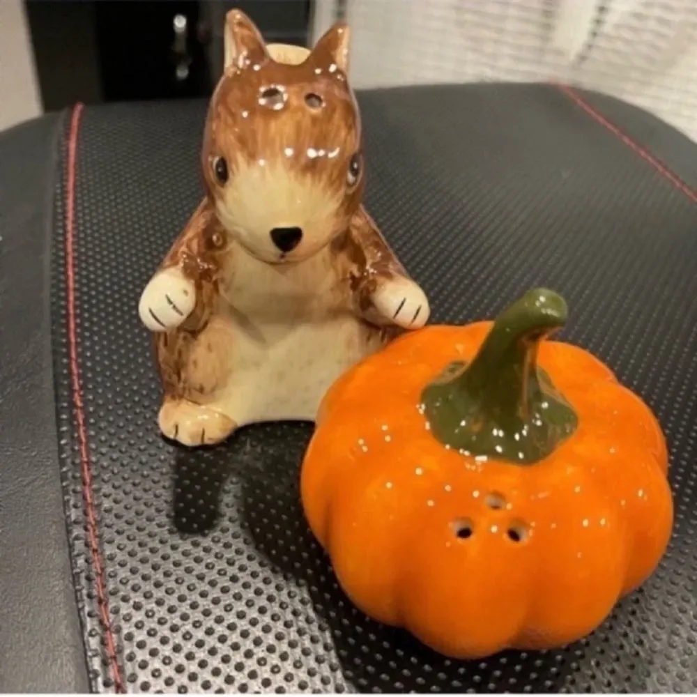 Square and Pumpkin Ceramic Salt & Pepper Shakers